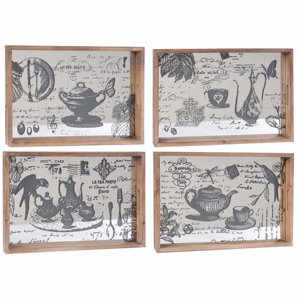 Ancient Art Theme Trays, Set of 4
