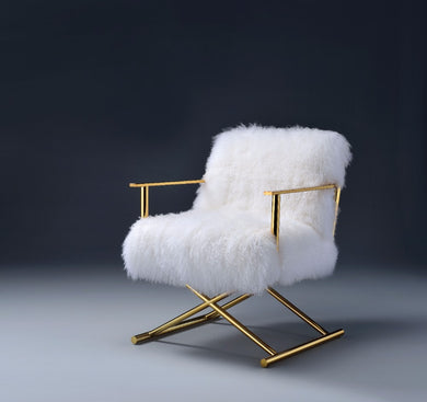 Accent Chair, Wool & Gold Brass
