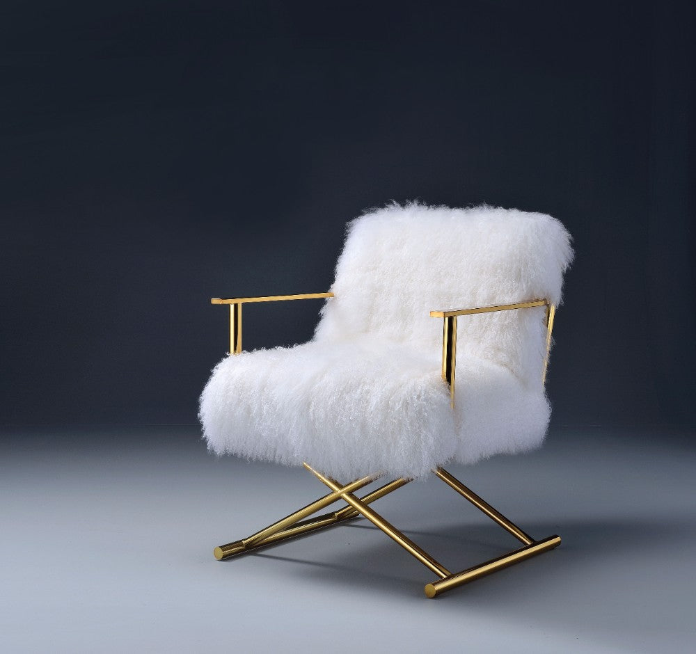 Accent Chair, Wool & Gold Brass