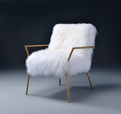 Accent Chair, Wool & Gold Brass