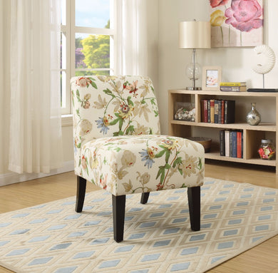 Accent Chair, Multicolor Floral Fabric