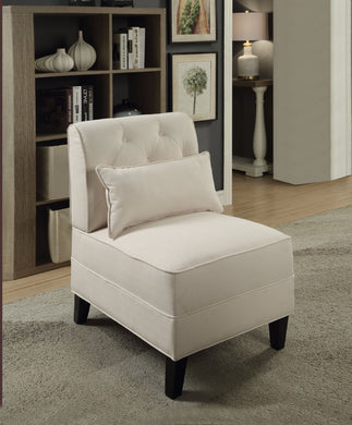 Accent Chair with Pillow, White Linen
