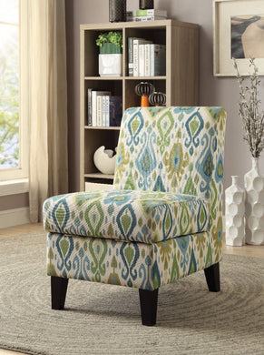 Accent Chair With Storage, Pattern Fabric, Multicolor