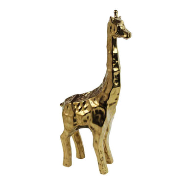 Unique Textured Decorative Ceramic Giraffe Figurine, Gold