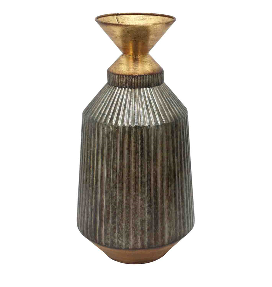 Antique Modern Metal Vase, Bronze & Gold