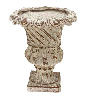 Weathered Resin Footed Classical Urn, Aged Beige