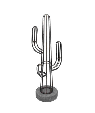 Vintage Metal Saguaro Cactus Table Decor, Gray