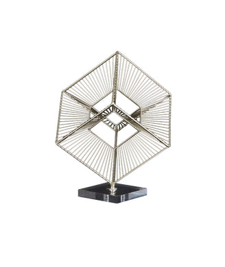 Aesthetically Refined Metal Tabletop Decor With Acrylic Base, Silver