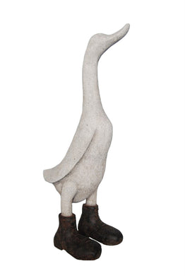 Winsome Decorative Resin Duck In Boots, White And Brown