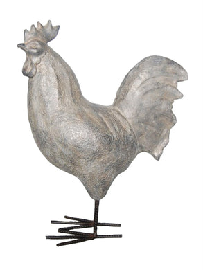 Visually Arousing Decorative Resin Rooster, Silver