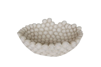 Stylishly Detailed Decorative Resin Honeycomb Bowl, White