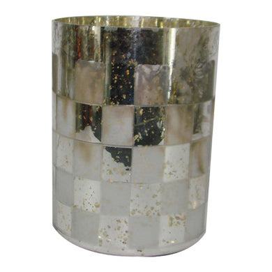 Tall Geometric Patterned Glass Vase, Gold
