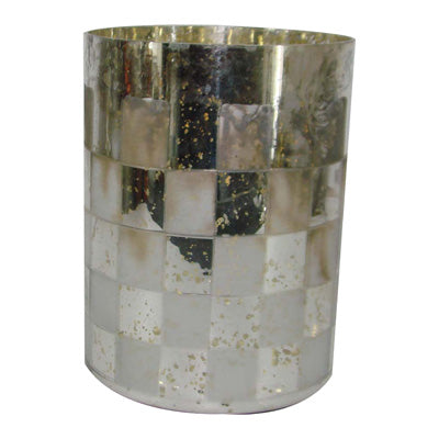 Tall Geometric Patterned Glass Vase, Gold