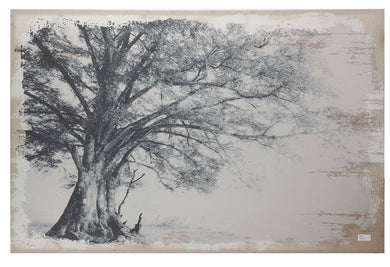Wavy Tree Canvas Print, Black and Beige