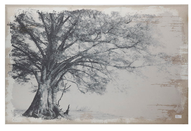 Wavy Tree Canvas Print, Black and Beige