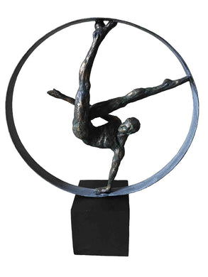 Antique Pommel Horse Flare Gymnast Figurine, Bronze