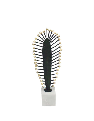 Aesthetic Feather Sculpture On Stand, Black And White