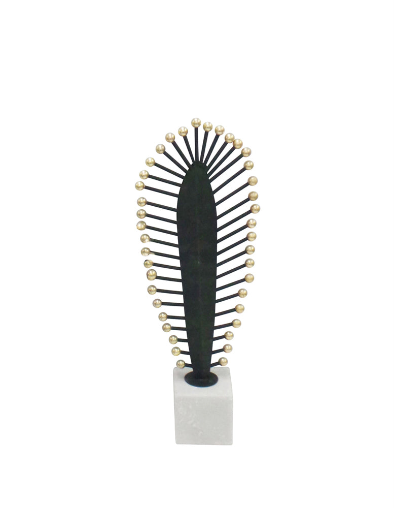 Aesthetic Feather Sculpture On Stand, Black And White