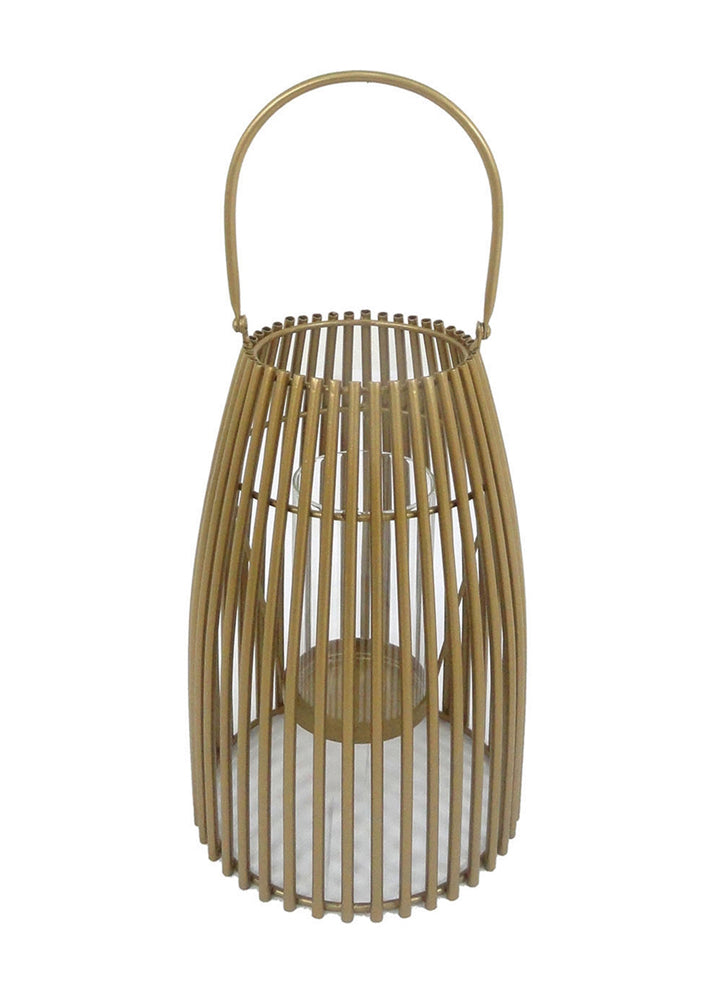 Trendy Metal Candle Lantern With Glass, Gold, Small