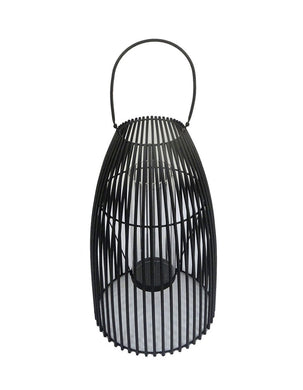 Vintage Decorativemetal Candle Lantern With Glass, Black, Large