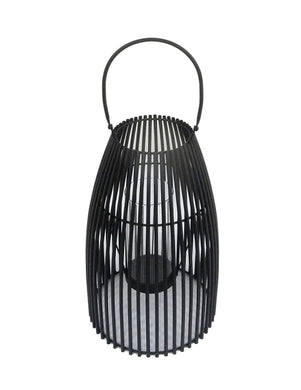 Vintage Decorativemetal Candle Lantern With Glass, Black, Medium