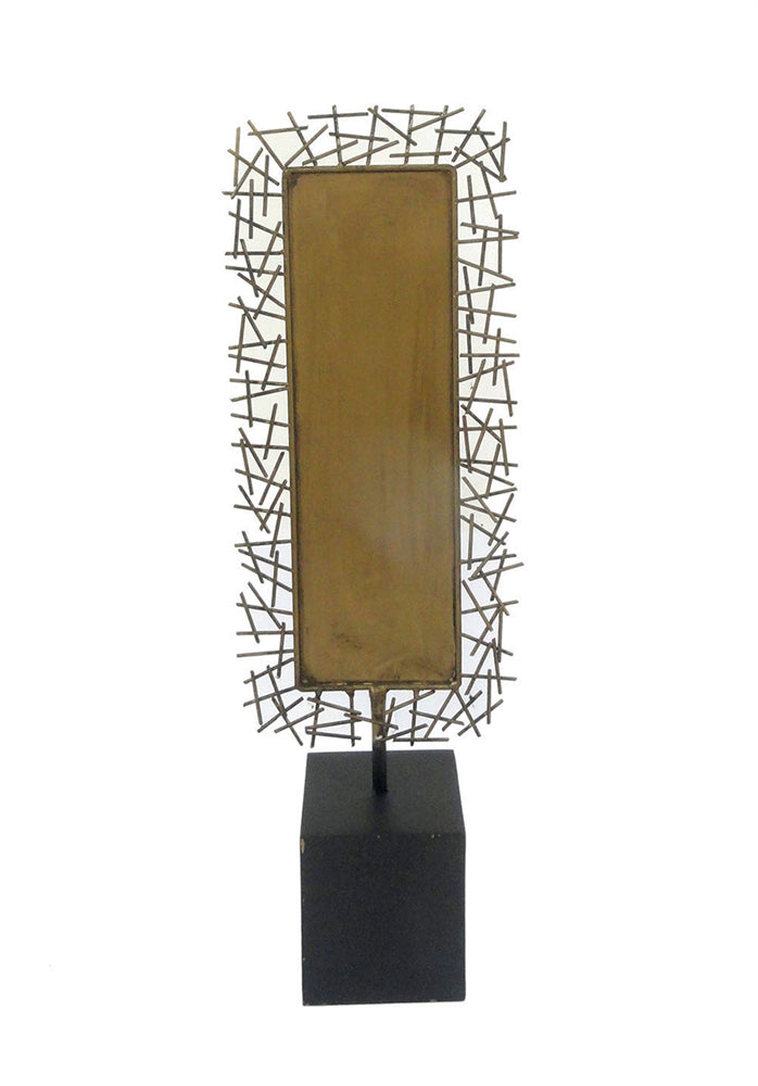 Trendy Metal Tabletop With Base, Gold, Small