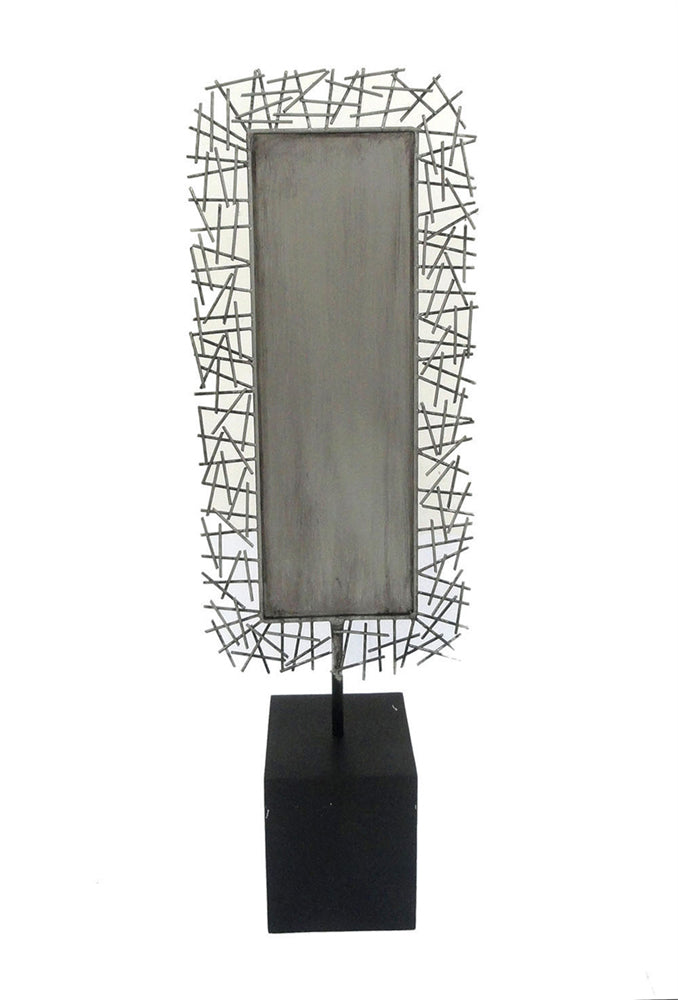 Trendy Metal Tabletop With Base, Gray, Large