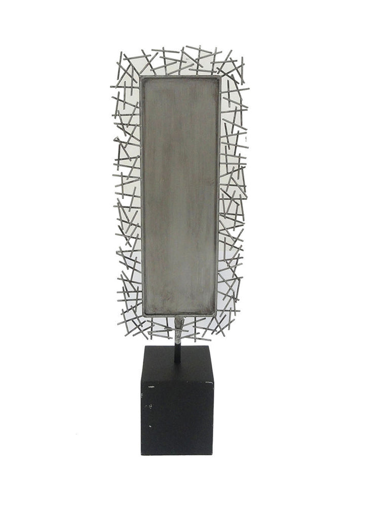 Trendy Metal Tabletop With Base, Gray, Small