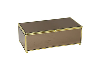 Versatile Wood And Glass Storage Box, Brown