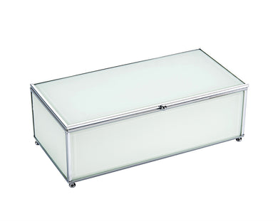Useful Decorative Wood And  Glass Storage  Box, White