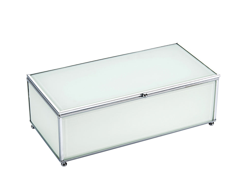 Useful Decorative Wood And  Glass Storage  Box, White