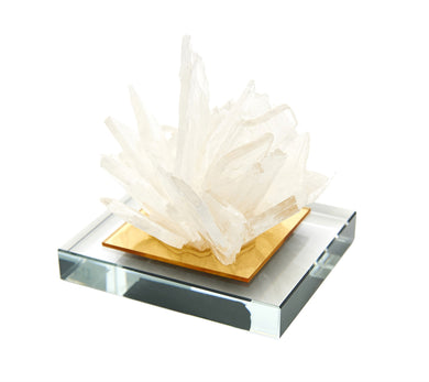 Alluring Quartz Stone Flower Home Decor On Base, White