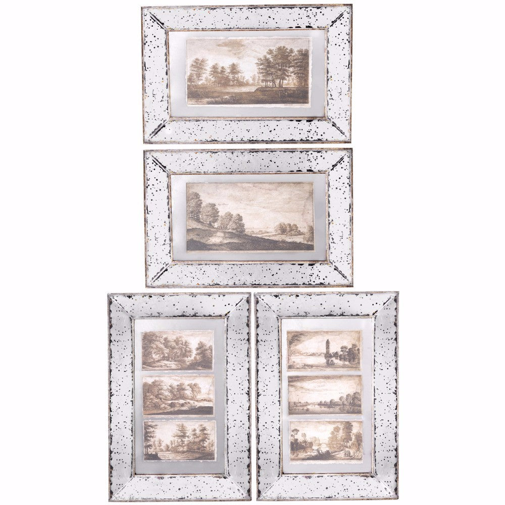 Vertiline Framed Countryside Prints- Set of 4