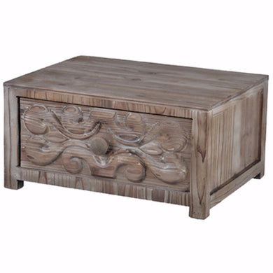 Traditional Fir Wood Thayne Tabletop Drawer, Brown