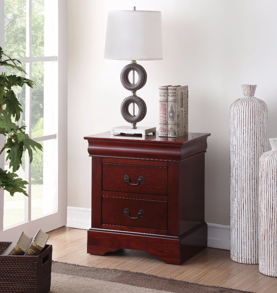Traditional 2 Drawers wood Nightstand, Brown