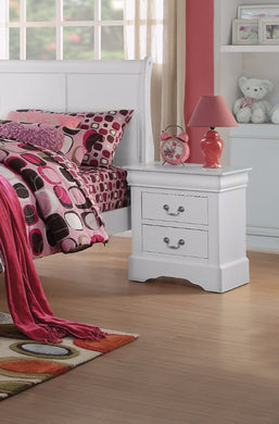 Traditional 2 Drawers wood Nightstand, White