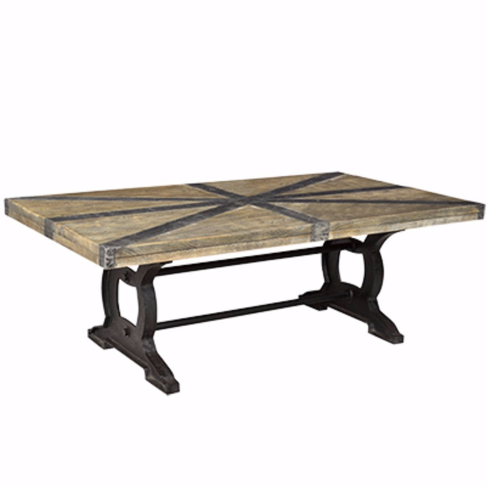 Wood and Metal Vintage-styled coffee table, Brown and Black