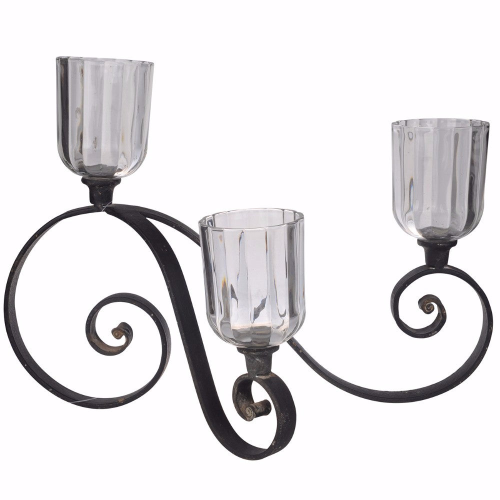 3-Votive Candle Holder, Black
