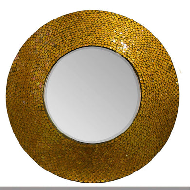 Adorning Round Mosaic Patterned Mirror, Gold