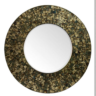 Antique Round Mosaic Patterned Mirror, Multicolor
