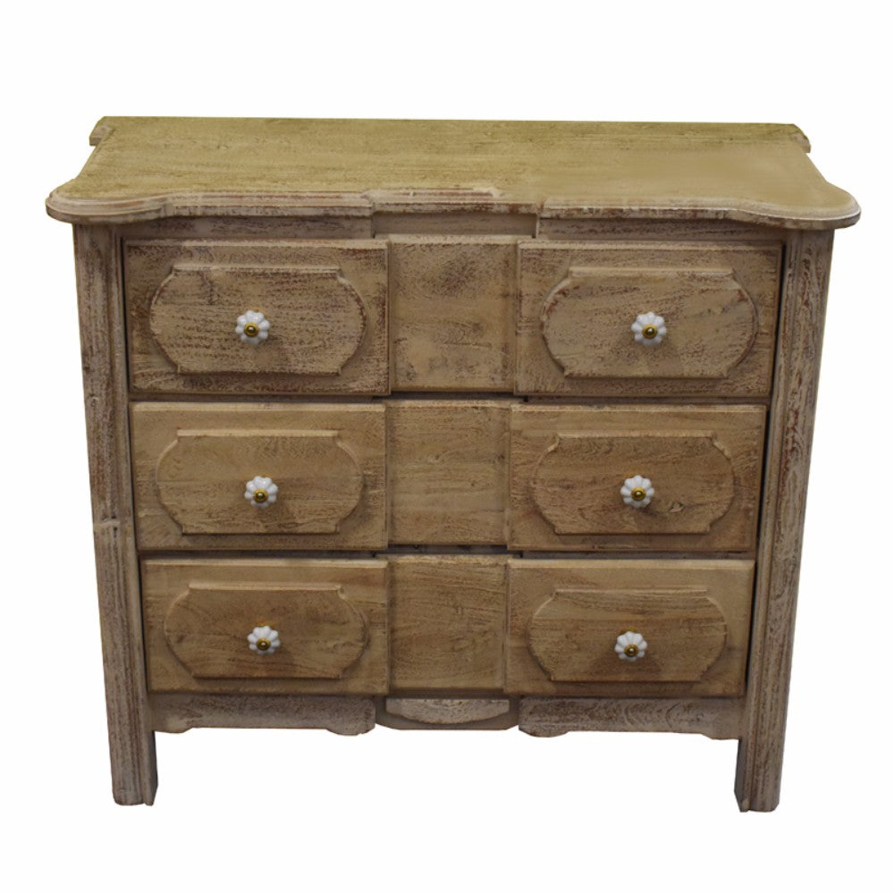 Vintage Style Spacious Wooden Dresser With 3 Drawers, Brown