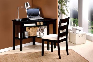 2 Piece Pack Corner Desk & Chair, Espresso Brown