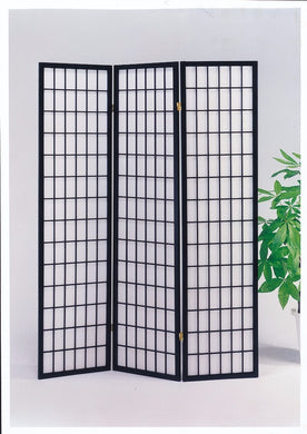 3-Panel Wooden Screen, Black