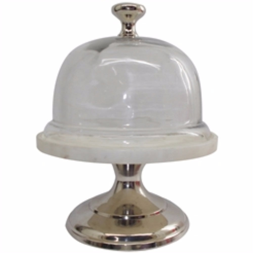 Aluminum Cafe Couture Cake Stand with Glass Dome Lid.