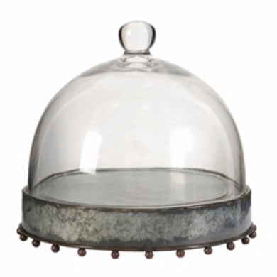 Alluring Metal Cake Stand. With Glass Dome