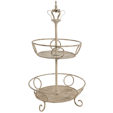 2-Tier Metal Basket Tray, Cream