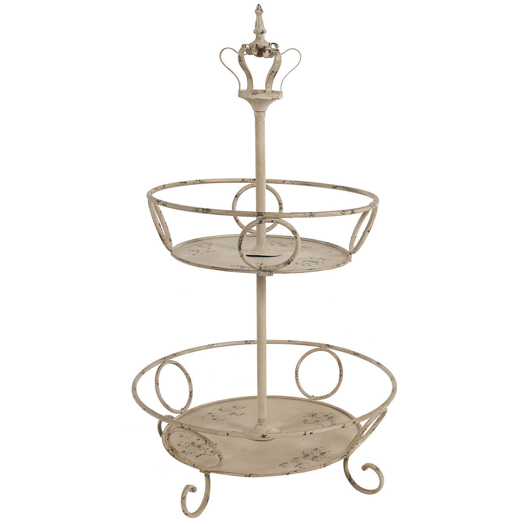 2-Tier Metal Basket Tray, Cream