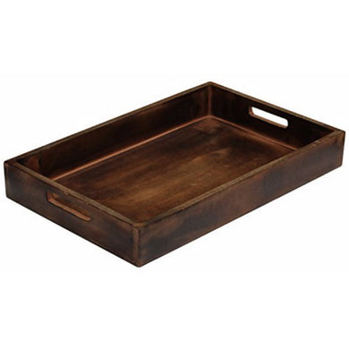 Traditionaly Designed Sturdy Wooden Serving Tray with Handles,Brown