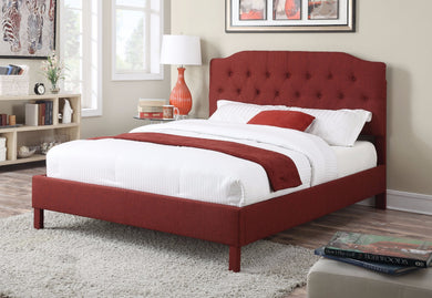 Well-designed Modern Style Queen Size Padded Bed, Red