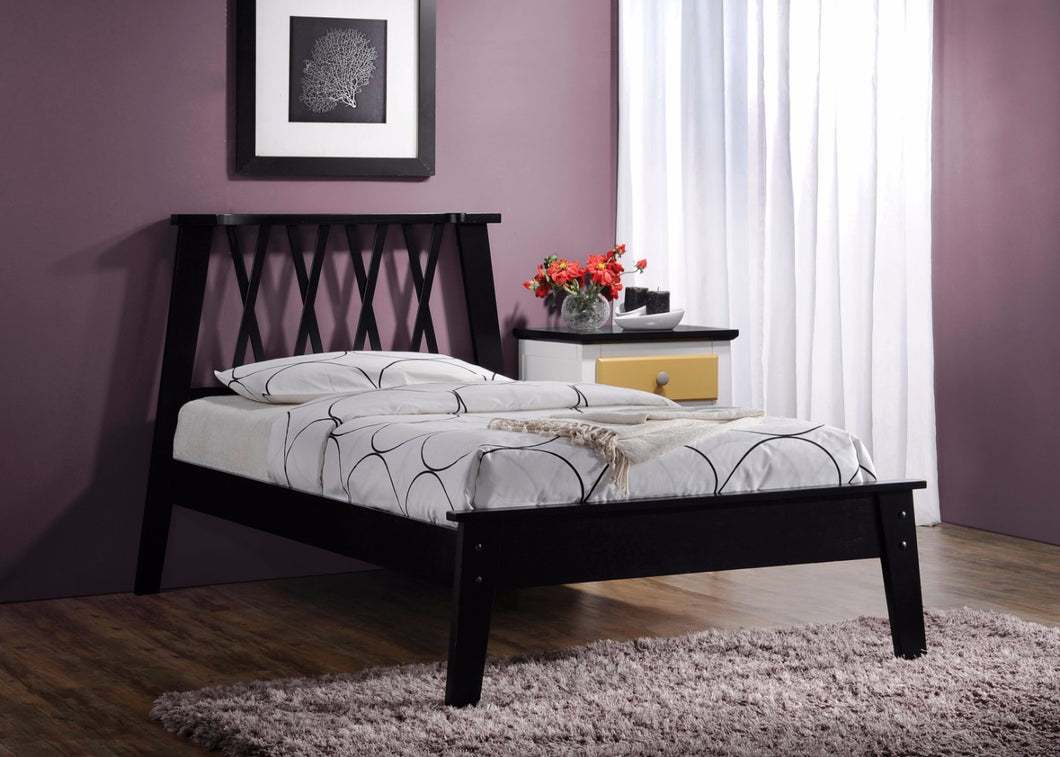 Vintage Style Classy  Wooden Queen Bed, Black